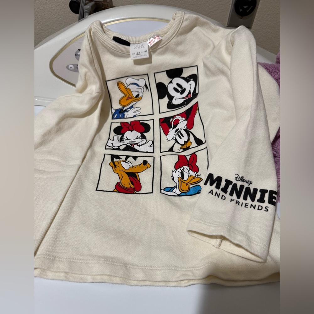Zara x Disney Character Cream Long Sleeve Tee